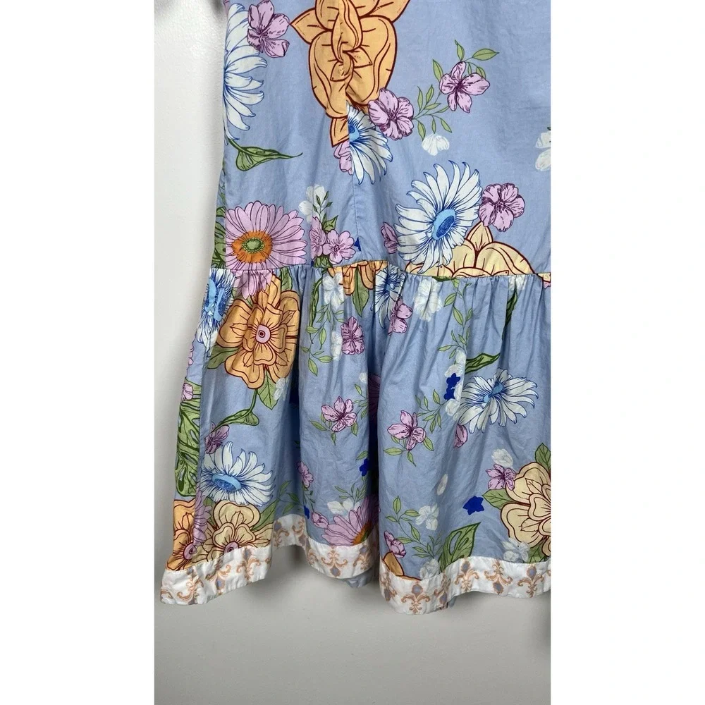 Luna Skies Large Adjustable Tie Strappy Floral Fit & Flare Cotton Mini Dress‎